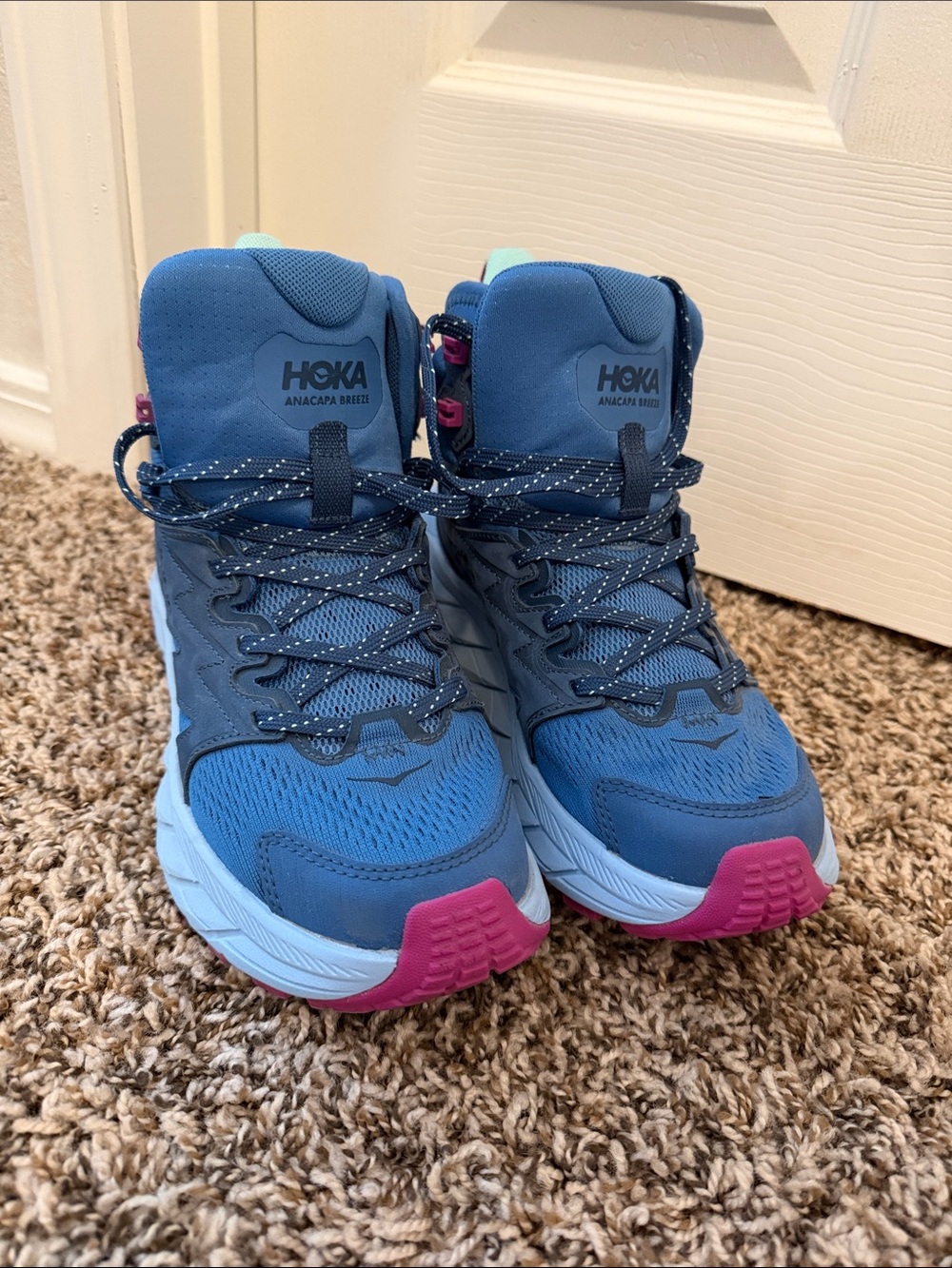 W Anacapa Breeze Mid Blue Mint periwinkle and raspberry colored Hiking Shoe
